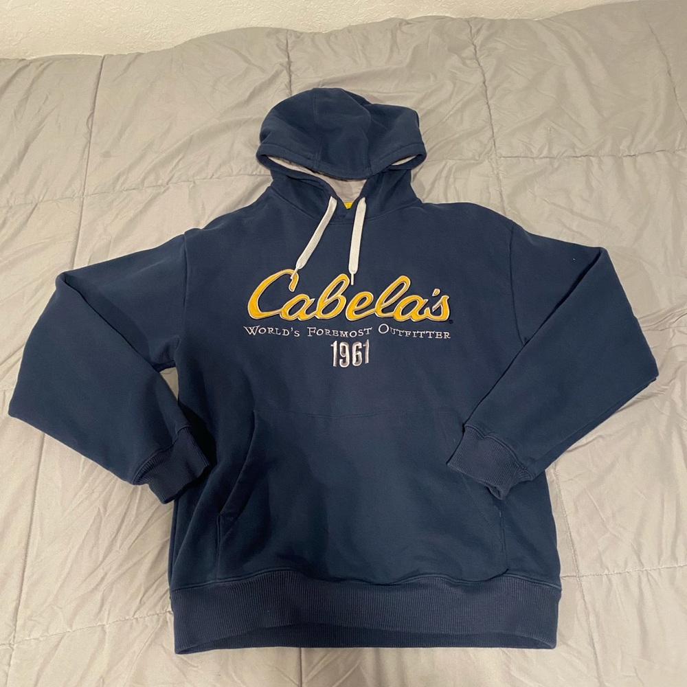 cabelas blue sweatshirt